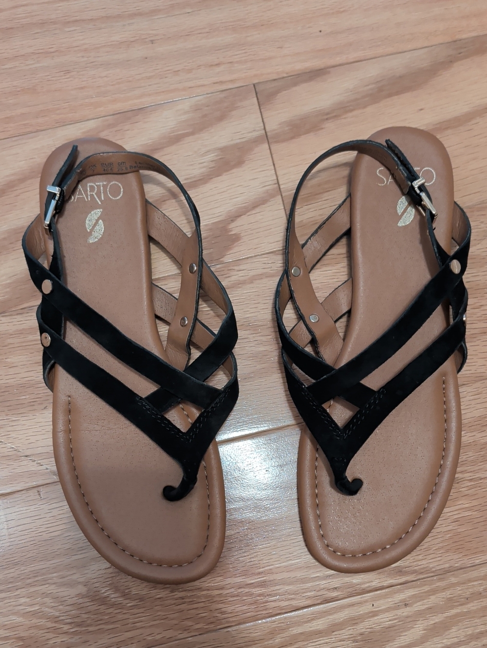 SARTO By Franco Sarto Black Strappy Leather Sandals